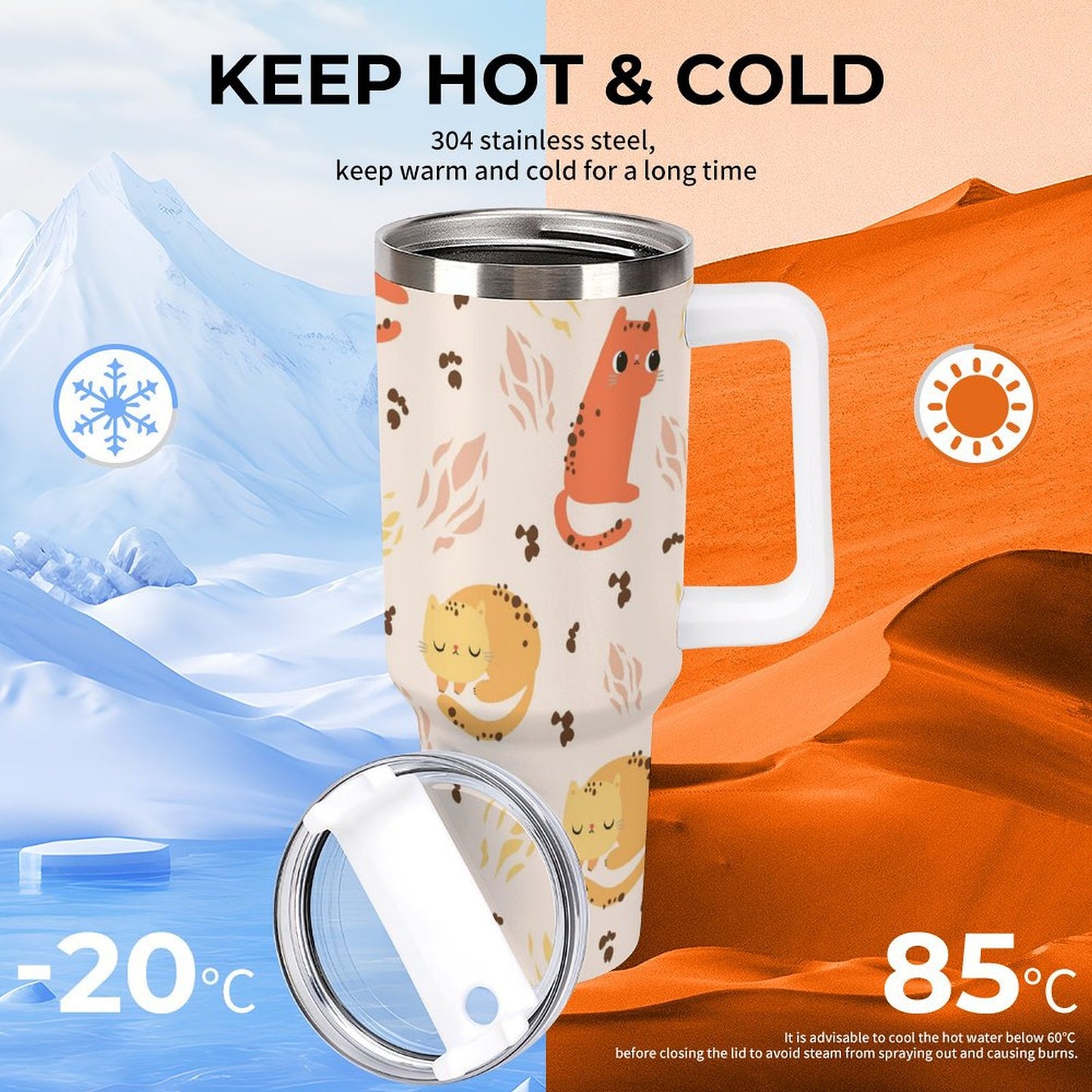 PHDT00242 POD US Local Tumbler 40 oz Large Capacity Car Cup Cat