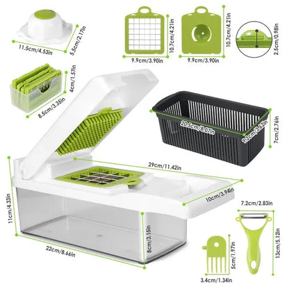 US Local 12 In 1 Vegetable Chopper With Container Kitchen Food Slicer Dicer Grater