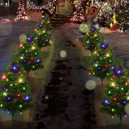 US Local 2,4,6 Pack Solar Christmas Tree Solar Powered Trail Multicolor LED Light Christmas Tree