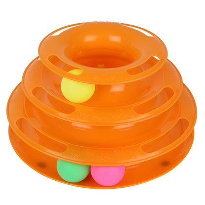 US Local Pet Cat Crazy Ball Disk Interactive Toys Amusement Plate Trilaminar Funny Toy