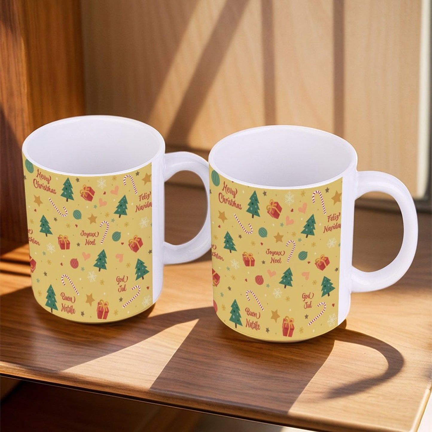 POD US Local White mug with full print, Christmas Yellow 0023