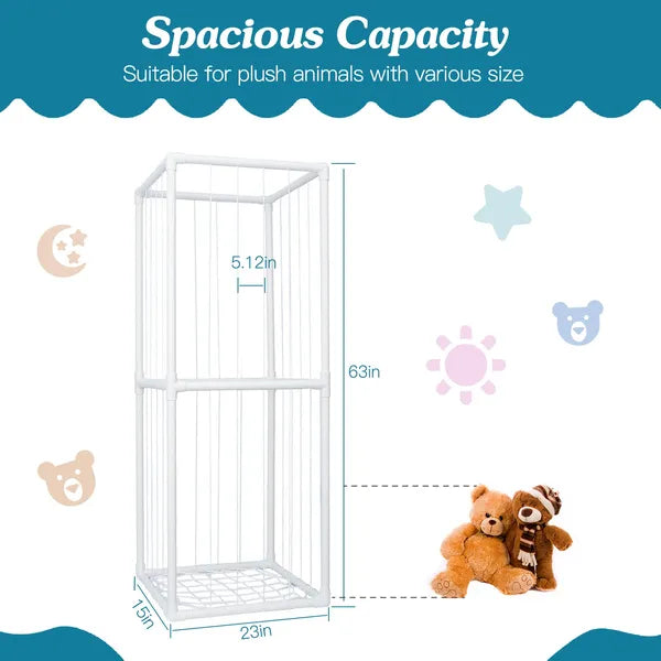 US Local Stuffed Animal Storage PVC Plush Organizer Shelf Plush Stuffed Animal Holder Standing Kids Toy Storage Cage