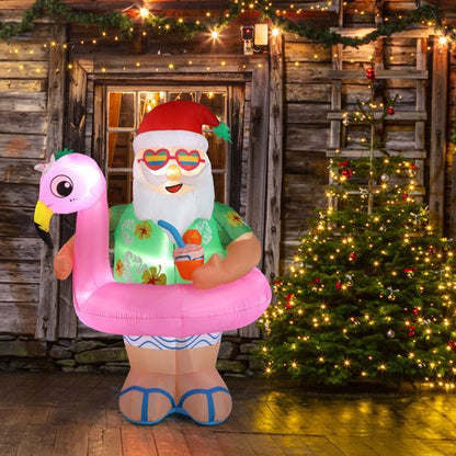 5.9 FT Lighted Christmas Inflatable Decoration, Inflatable Hawaii Santa Claus Outdoor Decoration, Funny Blow Up Yard Decorations With Built-in LED Lights For Holiday Party Front Yard Lawn Garden Decor