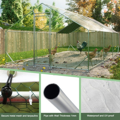 US Local Large Metal Chicken Coop, Walk-in Chicken Run,Galvanized Wire Poultry Chicken Hen Pen Cage, Rabbits Duck Cages With Waterproof And Anti-Ultraviolet Cover For Outside10 L X 20W X 6.56H