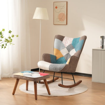 UK Local Rocking Chairs, Leisure Chairs, Front And Rear Rocking Chairs With Splicing, Living Room Chairs, Leisure Chairs With Footrest