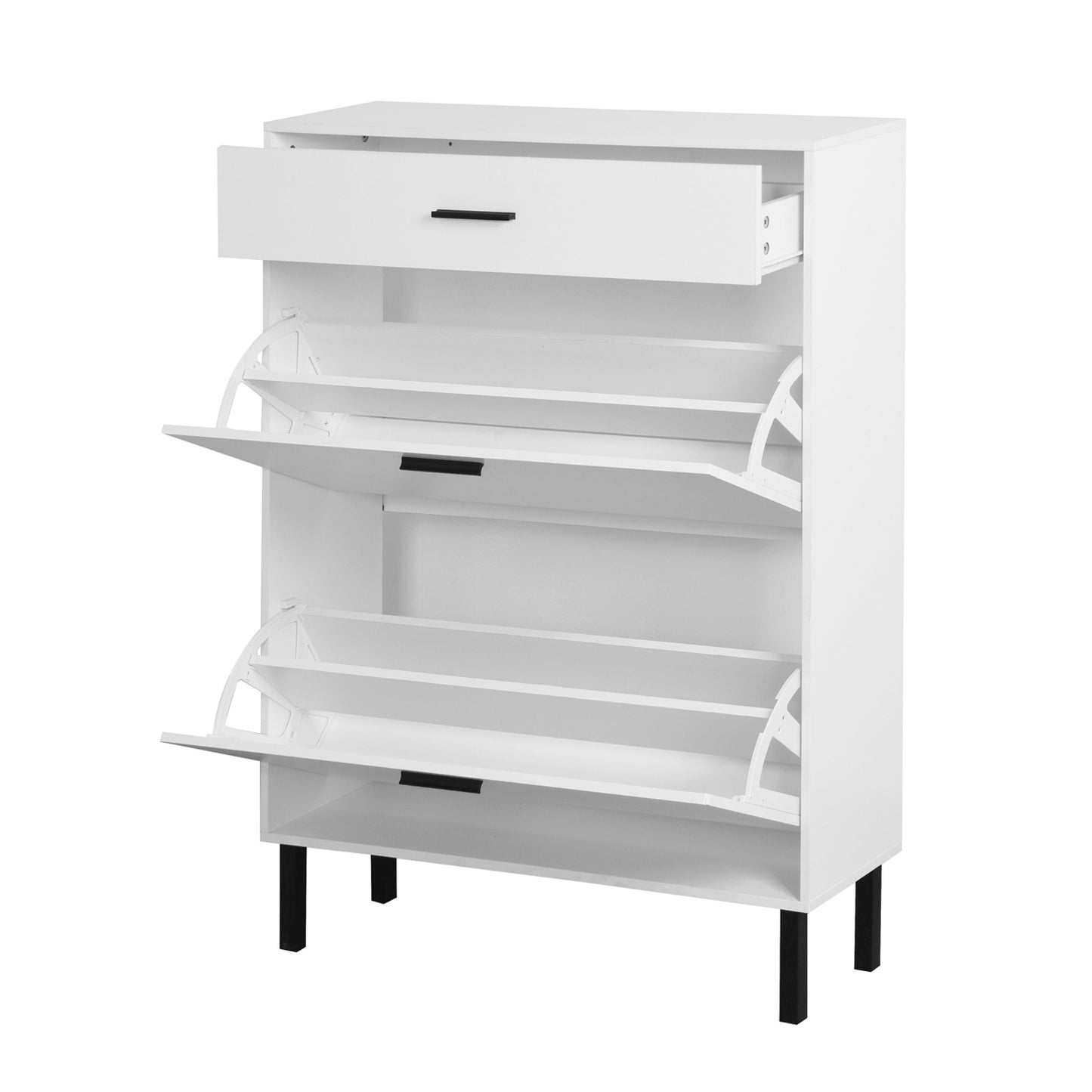 US Local Modern Shoe Cabinet With Drawers & Metal Legs, Freestanding Storage Organizer