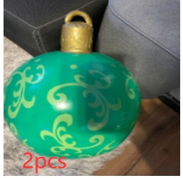 US Local Christmas Ornament Ball Outdoor Pvc 60CM Inflatable Decorated Ball PVC Giant Big Large Balls Xmas Tree Decorations Toy Ball