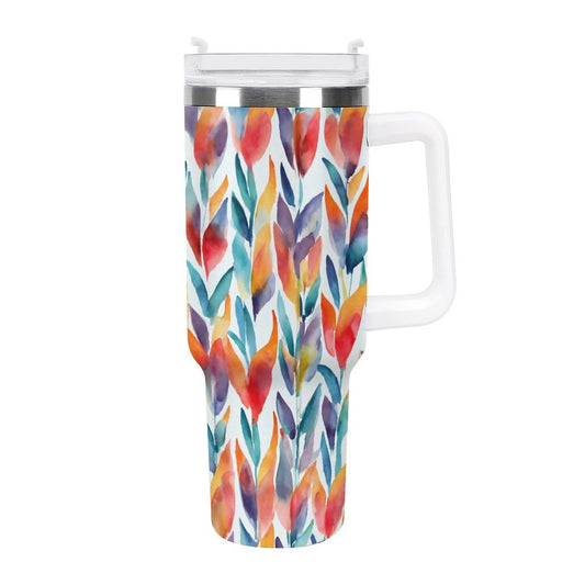 PHDT00474 POD US Local Tumbler 40 oz Large Capacity Car Cup Watercolor, Leaves