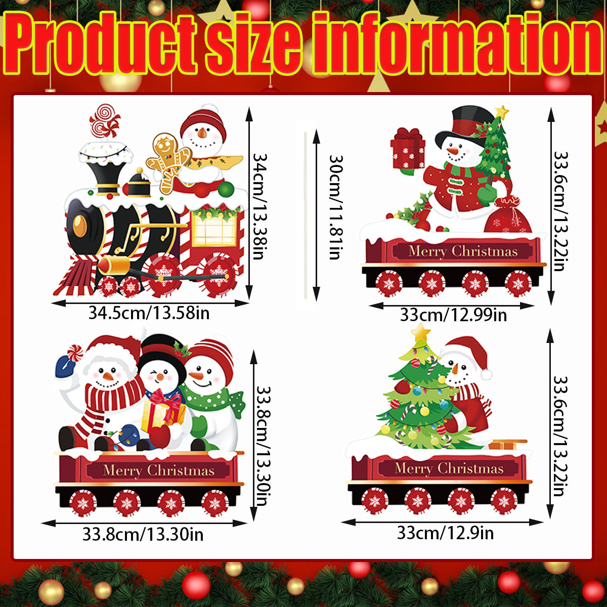 US Local 4 Pack Christmas Yard Signs With Plastic Stakes Xmas Train Snowman Christmas Tree Gift Lawn Signs For Yard Fence Garden Lawn Xmas Holiday Outside Decoration Supplies