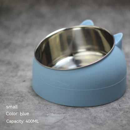 US Local Stainless Steel Dog Bowl Double Bowl Cervical Protection Oblique Mouth Hot Pet Food Basin Supplies