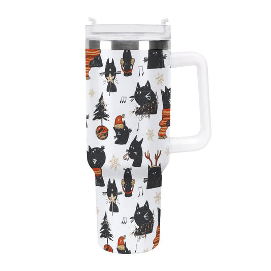 PHDT00331 POD US Local Tumbler 40 oz Large Capacity Car Cup Christmas, Black Cat