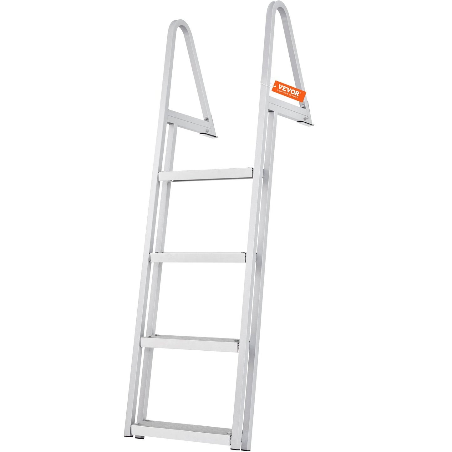 VEVOR Dock Ladder, Removable 4 Steps, 350 Lbs Load Capacity, Aluminum Alloy Pontoon Boat Ladder With Wide Step & Nonslip Rubber Mat, Easy To Install For Ship Lake Pool Marine Boarding