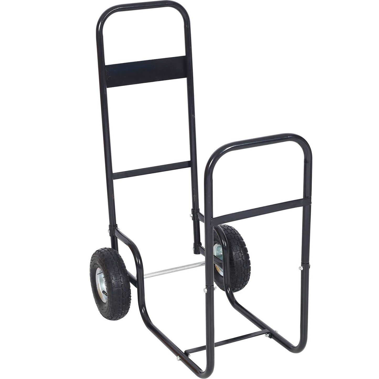 US Local Firewood Cart Fireplace Log Rlling Cart Wood Rack With Pneumatic Wheels Rlling Cart