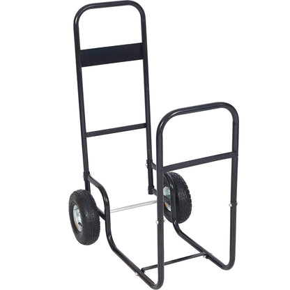 US Local Firewood Cart Fireplace Log Rlling Cart Wood Rack With Pneumatic Wheels Rlling Cart