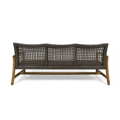 US Local HAMPTON WOOD   WICKER 3 SEATER