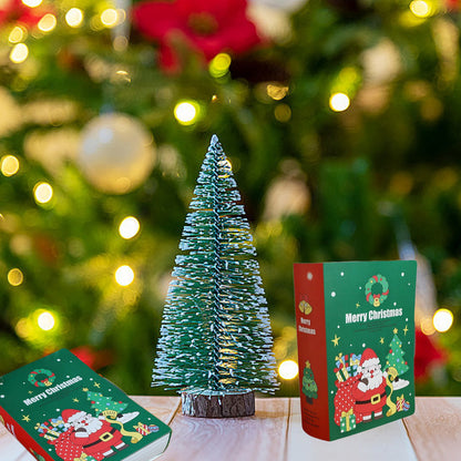 US Local 10 Pcs Christmas Treat Boxes Book Shape Cartoon Candy Box Christmas Tree Santa Bakery Gift Boxes For Christmas Birthday Wedding Party Present Decoration Supplies
