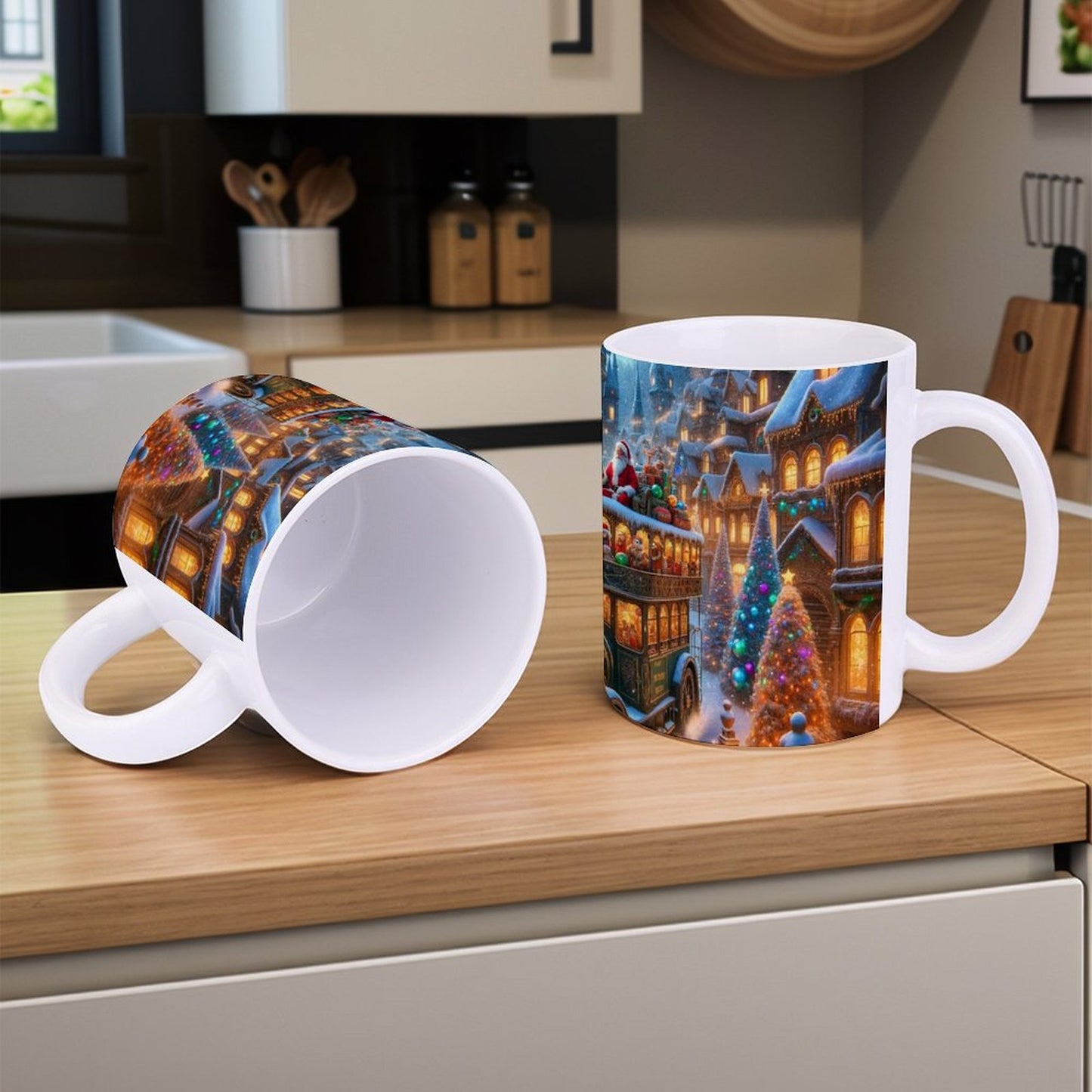 POD US Local White mug with full print, Christmas, Fairytale Town 0079