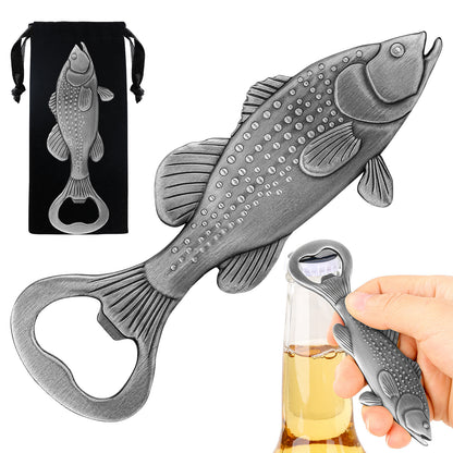 US Local Creative Sea Bass Bottle Opener With Velvet Bag , Exclusive Gift For Fishing Enthusiasts, Bar Tool For Beer Enthusiasts, Ideal For Home And Bar Use, Novel Bar Accessories For Opening Beer