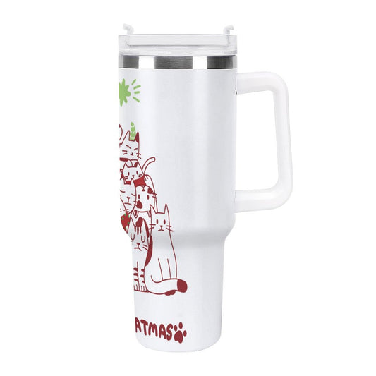 POD US Local 40oz Large Capacity Car Cup, Christmas Tree Cats Stack Red