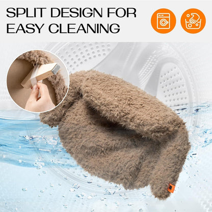 MEWOOFUN Elevated Cat Bed With Washable Cover - 26x18.3x8.5 Inch Wooden Pet Sofa For Cats & Small Medium Dogs, Modern Pet Furniture Brown