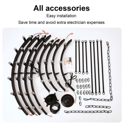 US Local 2 Tiers Wagon Wheel Chandelier Wooden Farmhouse 36-Light Black Metal Chandeliers 2-Story Light Fixtures Industrial For High Ceiling Living Dining Room Foyer. Adjustable Height