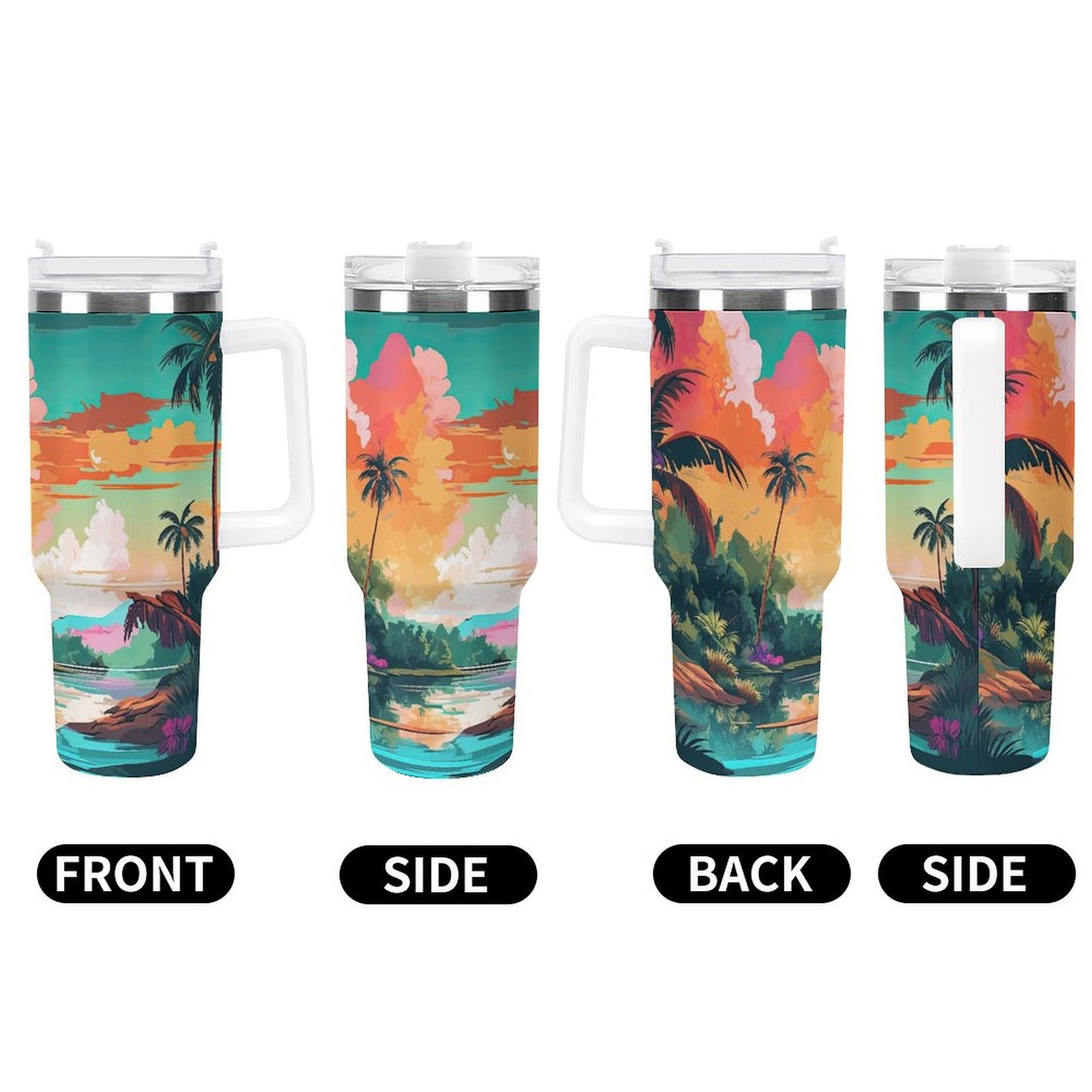 PHDT00143 POD US Local Tumbler 40 oz Large Capacity Car Cup Tropical, Island, Scenery