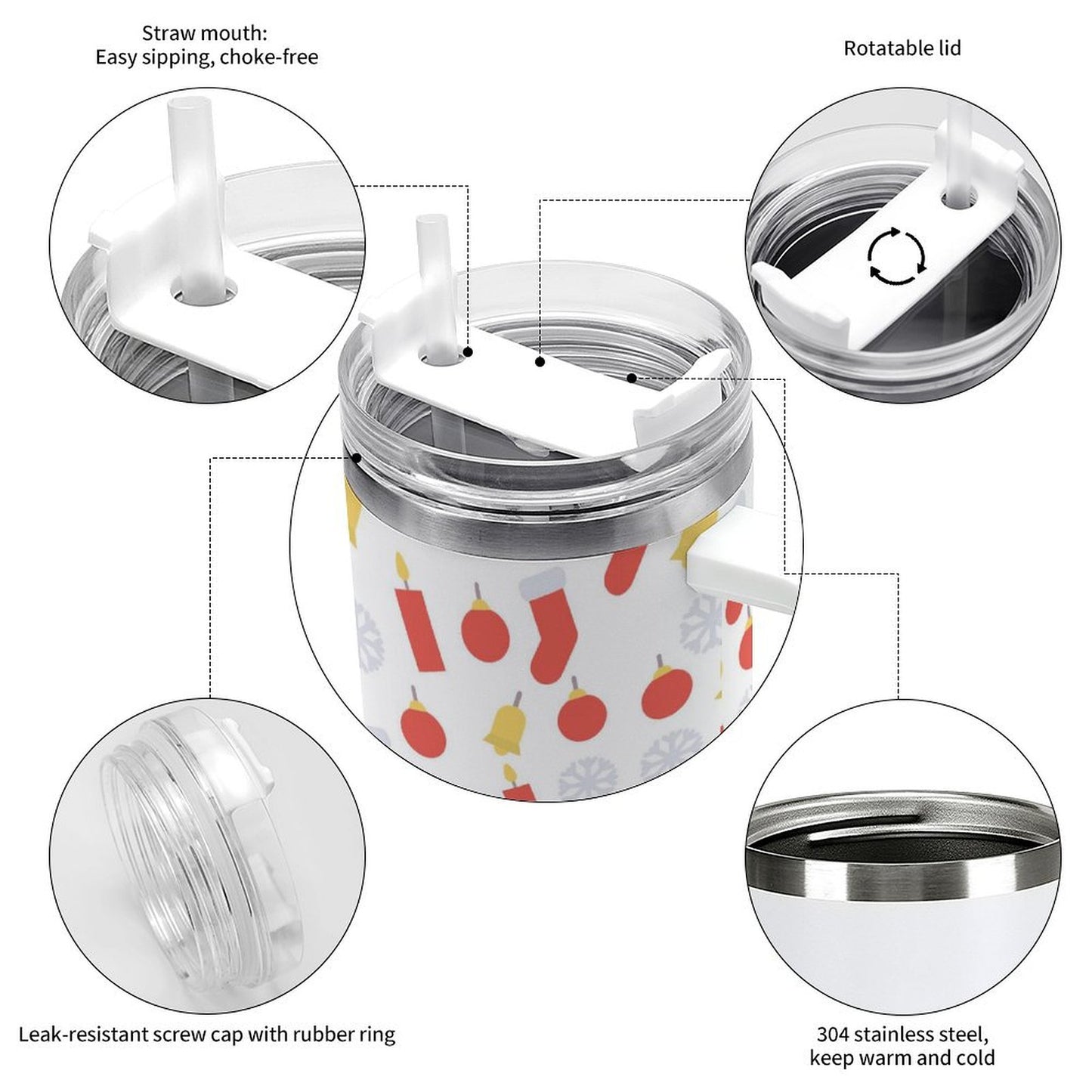 PHDT00010 POD US Local Tumbler 40 oz Large Capacity Car Cup Christmas