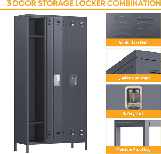 US Local 15 Doors Metal Lockers For Employees For Offices School Gyms Home,Assembly Required,Dark Gray