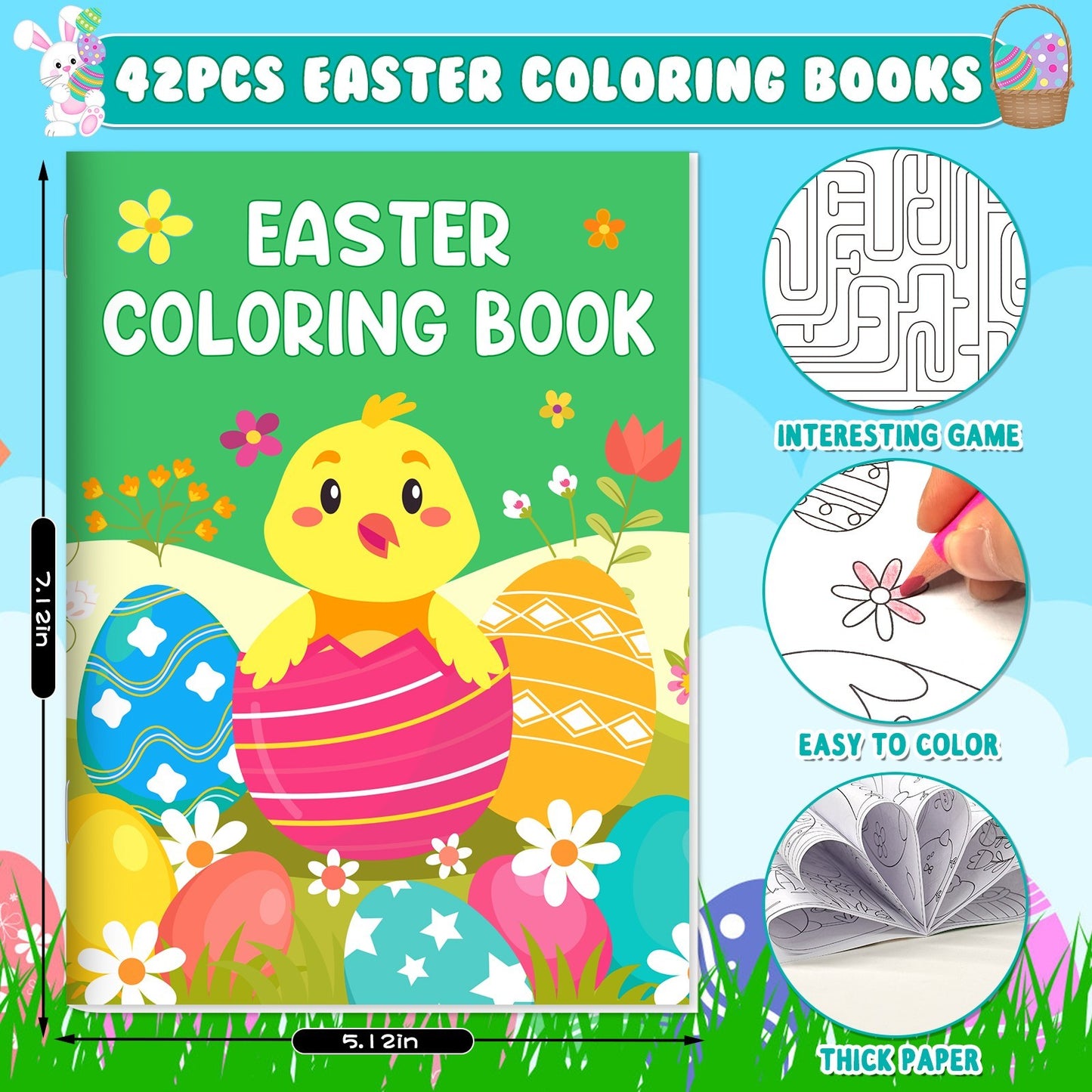 US Local 42-pack Easter Kids Colouring Book For Children Aged 4-8 And 8-12 Years Old