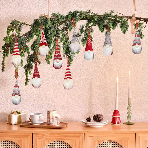 US Local 8 Packs Christmas Gnomes Ornaments Handmade Swedish Gnome Plush Xmas Tree Hanging Decorations Cute Scandinavian Santa Elf For Holiday New Year Home Decor