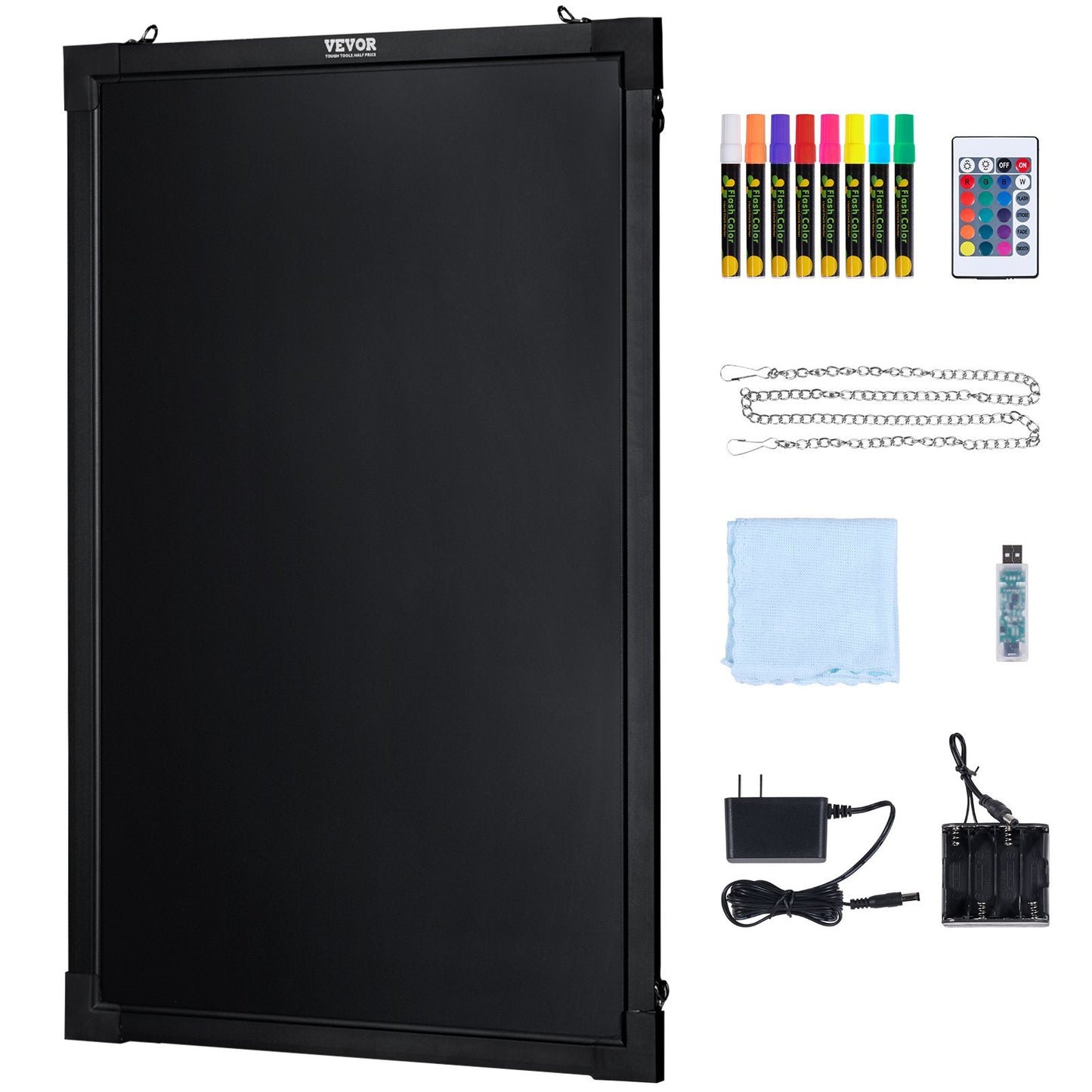 US Local VEVOR LED Message Writing Board, Illuminated Erasable Lighted Chalkboard, Neon Effect Menu Sign Board, Drawing Board With 8 Fluorescent Chalk Markers And Remote Tested To UL Standards