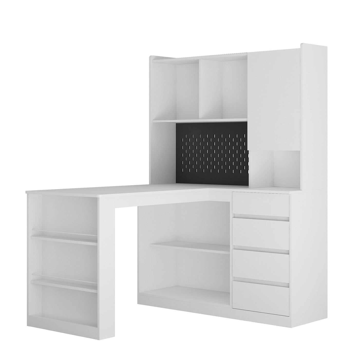 US Local L Shaped Desk With Charger,Computer Desk With Drawers,Bookshelf,with LED Light,Modern Corner Desk,Home Office Desk,L-Shaped Study Table Writing Desk,Corner Gaming Computer Desk With Storage