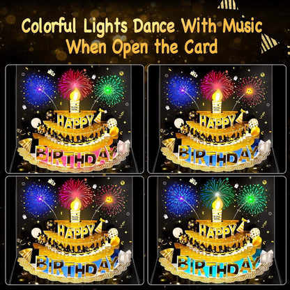 US Local Light Music  Up Card Gift Cake Happy Birthday Card With Envelope