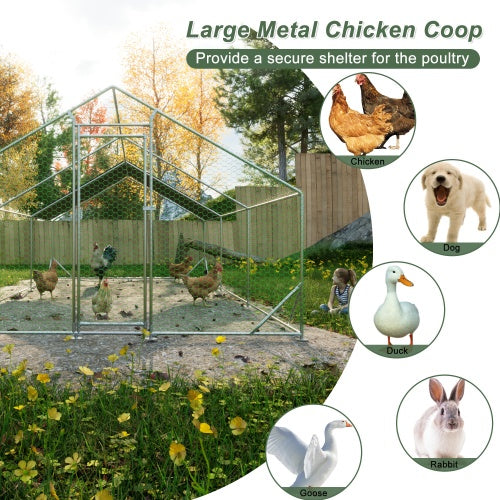 US Local Large Metal Chicken Coop, Walk-in Chicken Run,Galvanized Wire Poultry Chicken Hen Pen Cage, Rabbits Duck Cages With Waterproof And Anti-Ultraviolet Cover For Outside10 L X 20W X 6.56H