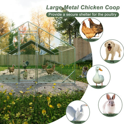 US Local Large Metal Chicken Coop, Walk-in Chicken Run,Galvanized Wire Poultry Chicken Hen Pen Cage, Rabbits Duck Cages With Waterproof And Anti-Ultraviolet Cover For Outside10 L X 20W X 6.56H