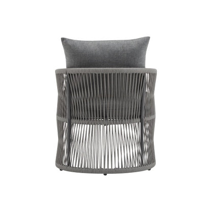 US Local Set Of 2 Modern Gray Curved Aluminum Lounge Chair With Stylish Rope-Weave Design And Cushioned Comfort, Perfect For Outdoor Living