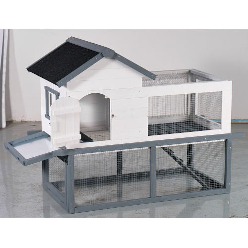 US Local 53-inch Double-tier Wooden Outdoor Indoor Waterproof Chicken Coop And Rabbit Hutch Complete With A Roof, Stairs And A Removable Cleaning Tray  Suitable For Small To Medium Pets
