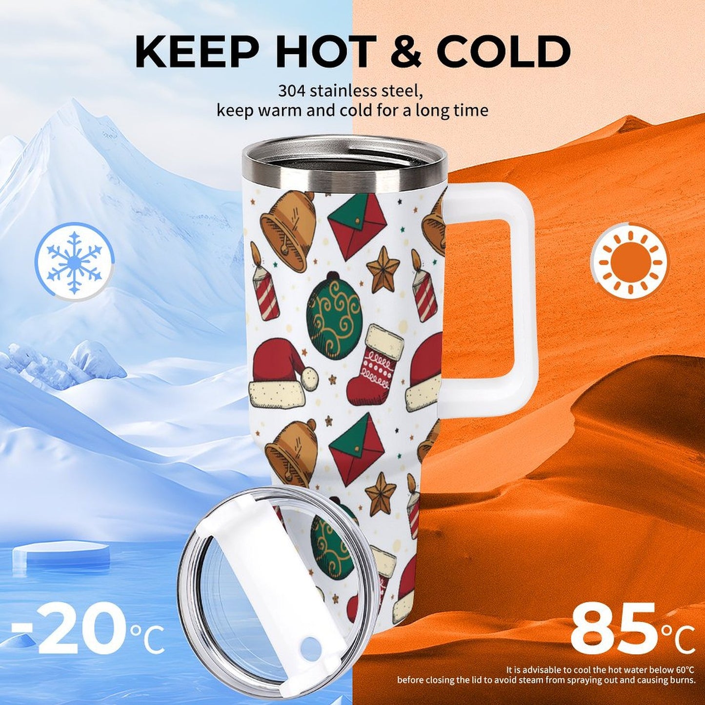 PHDT00162 POD US Local Tumbler 40 oz Large Capacity Car Cup Christmas