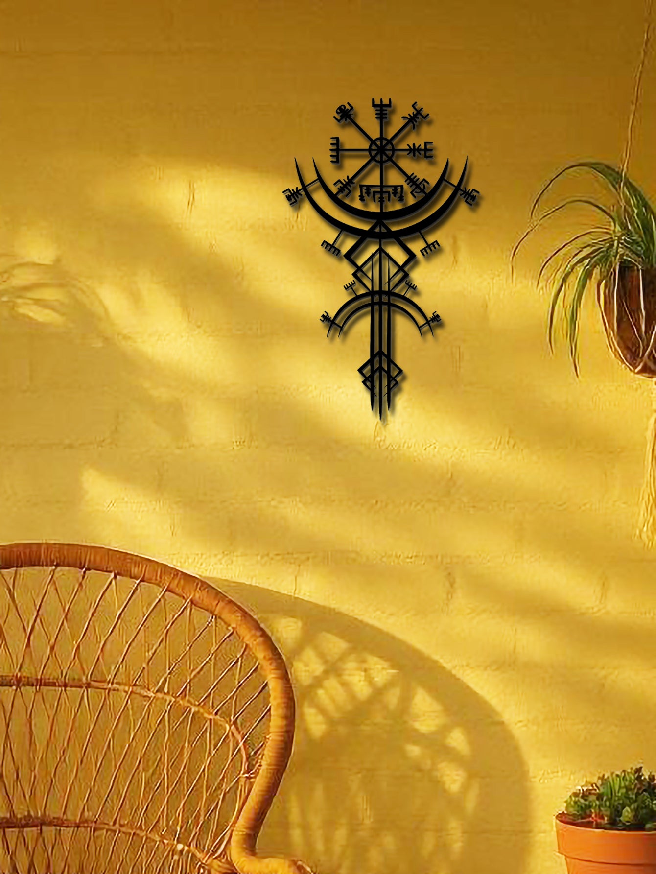 US Local Viking Metal Wall Art,Norse Rune Wall Decor,Medieval Mythology Iron Hanging