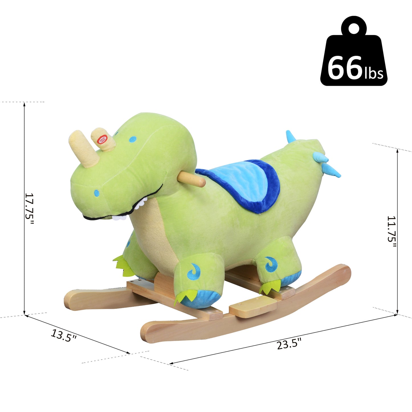 US Local Kids Plush Ride-On Rocking Horse Toy Dinosaur Ride on Rocker with Realistic Sounds