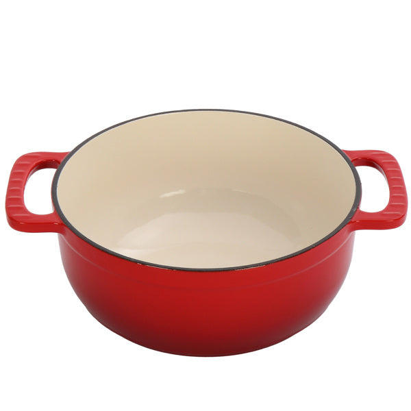 US Local Cast Iron 6QT Cooking Pot - Gradient Red - Includes Two Silicone Gloves - Enamel Pot