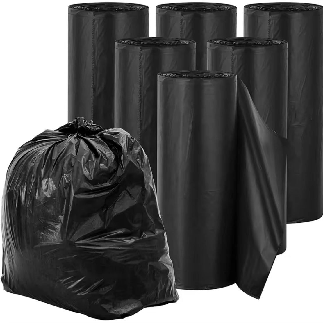 US Local 120 35 Gallon Lightweight Stretchable Garbage Bags - Star Sealed Bottom, Black Plastic Lining, Not Available On Weekends