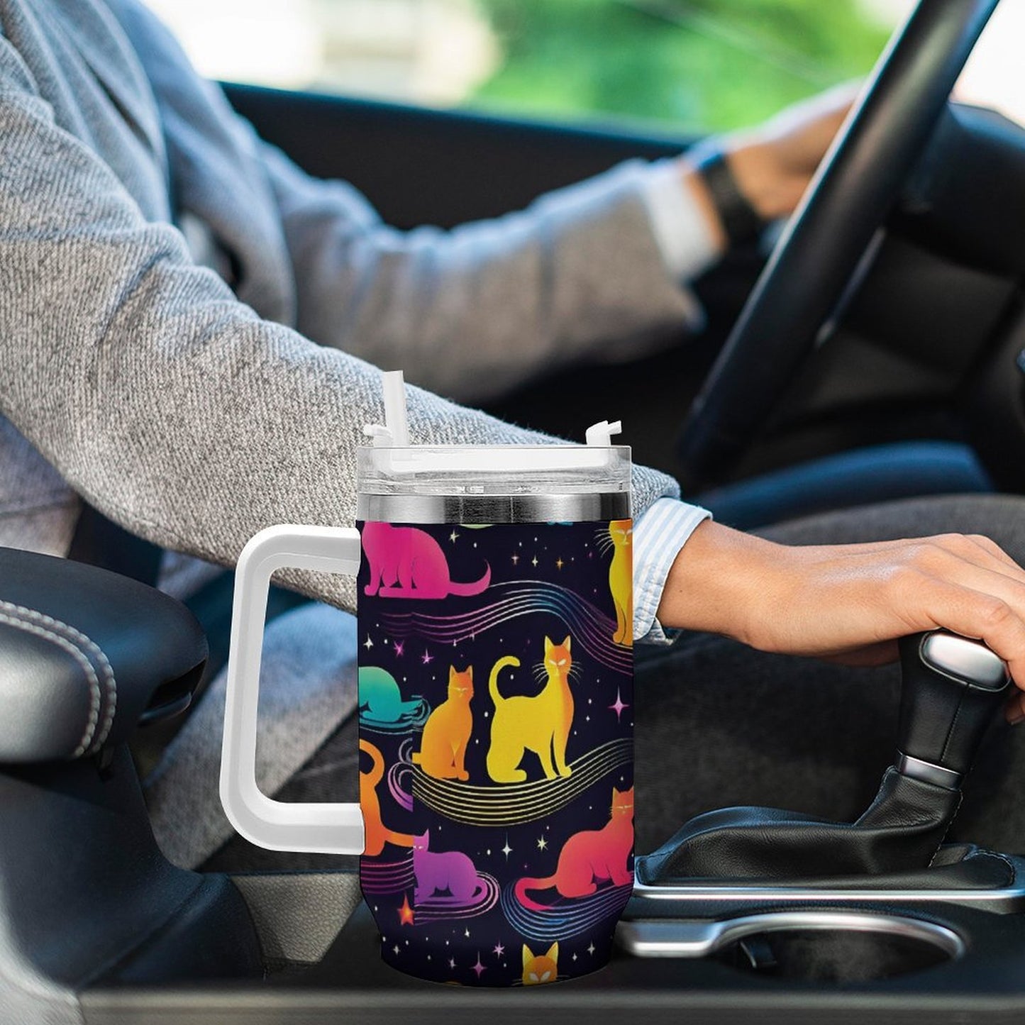 PHDT00203 POD US Local Tumbler 40 oz Large Capacity Car Cup Cat