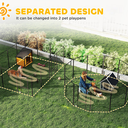 US Local Dog Playpen For Indoor Outdoor, 24 Panels 44.5 H Puppy Playpen With Lockable Door, DIY Shape Pet Exercise Fence, Black