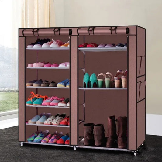 US Local Double Rows Home Shoe Rack Shelf Storage Closet Organizer Cabinet