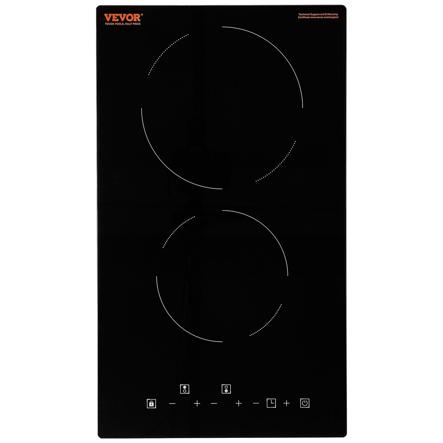 US Local VEVOR Built In Electric Stove Top, 20 X 11.6 Inch 2 Burners, 240V Glass Radiant Cooktop With Sensor Touch Control, Timer & Child Lock Included, 9 Power Levels For Simmer Steam Slow Cook Fry