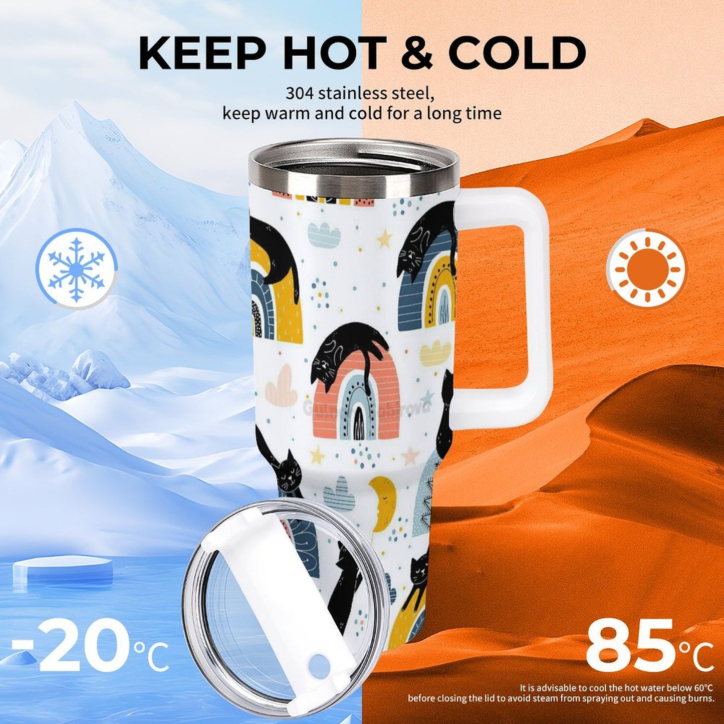 PHDT00244 POD US Local Tumbler 40 oz Large Capacity Car Cup Cat