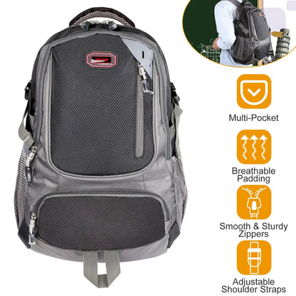 US Local Unisex School Backpack Casual Travel Shoulder Bag W/ Adjustable Straps Dual-Water Bottle Pouch