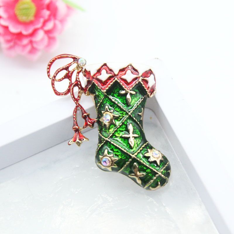 Christmas sock brooch