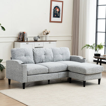 US Local Convertible Combination Sofa Sofa LShaped Sofa With Footstools With Storage WhiteBlack Sofa For Living Room, Living Room BedroomOfficeSmall Space 3Seater Combination Sofa